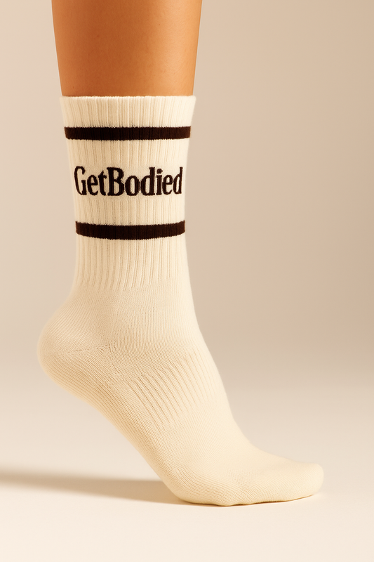Cream GetBodied Socks (Brown Stripes)